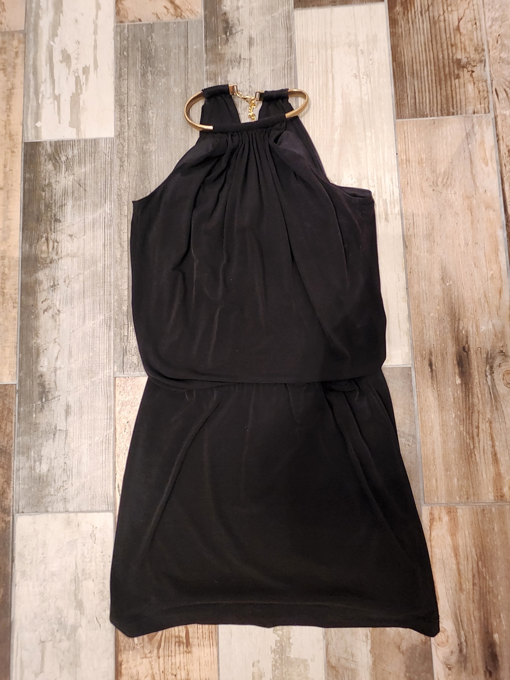 Jessica Simpson Black Mini Dress with Gold Neck Ring